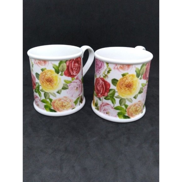 Set of 2 Rose Bouquet pattern mugs by Portmerion HTF discontinued - Picture 3 of 8